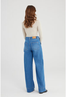 C.O.J. Denim High waist wide leg medium blue Blauw - 28-32