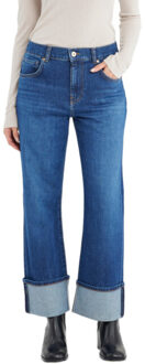 C.O.J. Denim Mid waist straight astra blue Blauw - 27