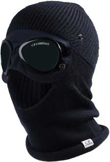 C.P. Company Accessories C.P. Company Juniors Wool Knit Goggle Balaclava in Navy Blauw - S