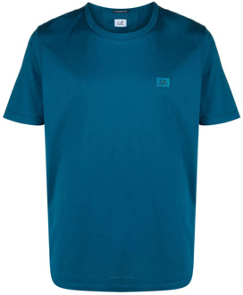 C.P. Company Blauw Katoenen Ronde Hals T-shirt C.p. Company , Blue , Heren - 2XL