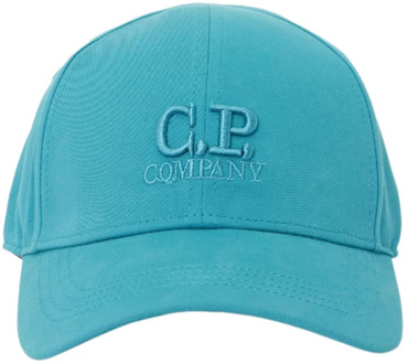 C.P. Company Blauwe Hoeden met Klep en Geborduurd Logo C.p. Company , Blue , Heren - S,Xs