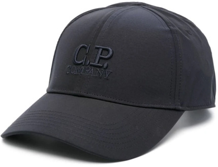 C.P. Company Blauwe Logo Hoed met Gebogen Klep C.p. Company , Blue , Heren - ONE Size