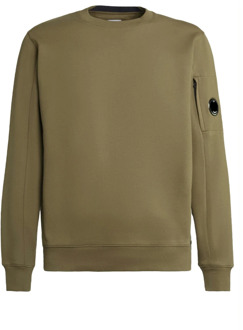 C.P. Company Diagonaal Fleece Sweatshirt met Lensdetail C.p. Company , Green , Heren - 2XL