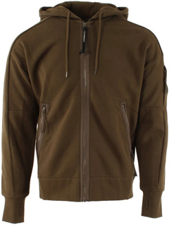 C.P. Company Diagonaal Fleece Zip-through Vest voor Heren C.p. Company , Brown , Heren - 2Xl,Xl,M,S