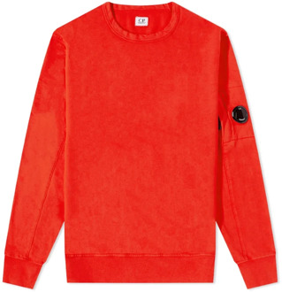 C.P. Company Diagonaal Gestructureerde Fleece Crew Neck Sweatshirt C.p. Company , Red , Heren - L