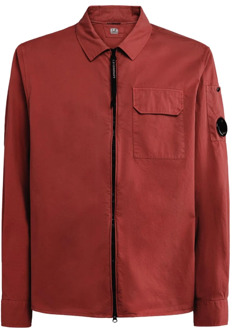 C.P. Company Gabardine overhemd met klassieke kraag C.p. Company , Red , Heren - Xl,L,S