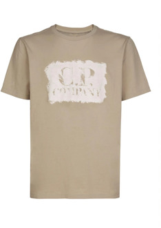 C.P. Company Gestructureerd Logo T-shirt C.p. Company , Beige , Heren - Xl,M
