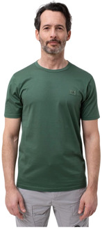 C.P. Company Groene Logo T-shirt in Filo di Scozia C.p. Company , Green , Heren - 2Xl,Xl,L,M