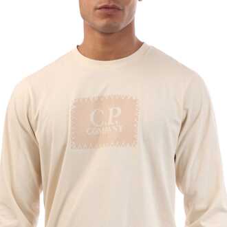 C.P. Company Heren C.P. Company 30/1 Jersey Logo T-shirt in crème - maat 2XL
