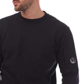 C.P. Company Heren C.P. Company Diagonal Raised Fleece Lens Crewneck Sweatshirt in Navy