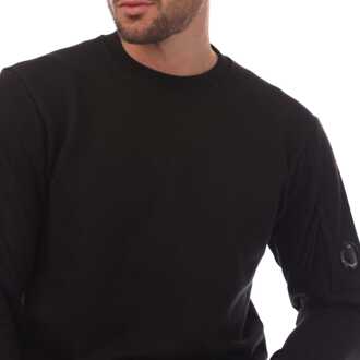 C.P. Company Heren C.P. Company Diagonal Raised Fleece Lens Crewneck Sweatshirt in Zwart