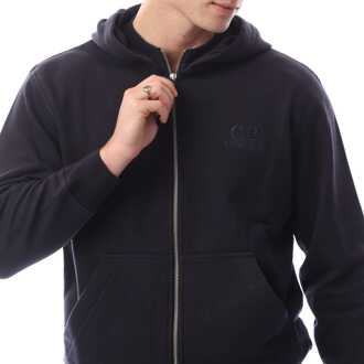 C.P. Company Heren-C.P. Company Diagonal Raised Fleece Logo Full-Zip Hoodie in Navy - maat M