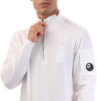 C.P. Company Heren C.P. Company Extrafine Merino Wool Half Zip Sweater in Wit - maat