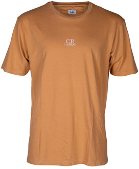 C.P. Company Heren Crew Neck T-shirt, Regular Fit C.p. Company , Orange , Heren - 2Xl,Xl,L