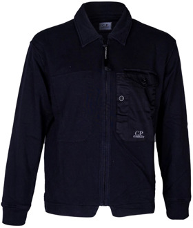 C.P. Company Heren Sweatshirt met rits en overhemdkraag C.p. Company , Blue , Heren - 2Xl,L,M