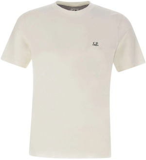 C.P. Company Heren Wit Katoen Logo T-shirt C.p. Company , White , Heren - Xl,L,M,S