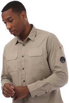 C.P. Company Herenhemd C.P. Company Organic Gabardine Lens in Beige - maat