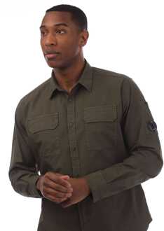 C.P. Company Herenhemd C.P. Company Organic Gabardine Lens in Groen - S