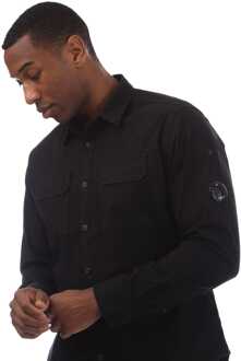 C.P. Company Herenhemd C.P. Company Organic Gabardine Lens in Zwart - maat