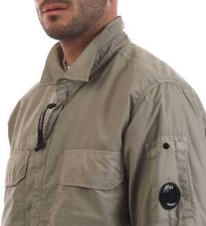 C.P. Company Herenoverhemd C.P. Company Flatt Nylon Lens met rits in Grijs - maat