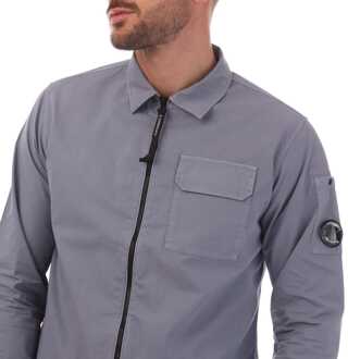 C.P. Company Herenoverhemd C.P. Company Organic Gabardine Full-Zip in Lavendel Lila