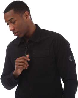 C.P. Company Herenoverhemd C.P. Company Organic Gabardine Full-Zip in zwart - maat