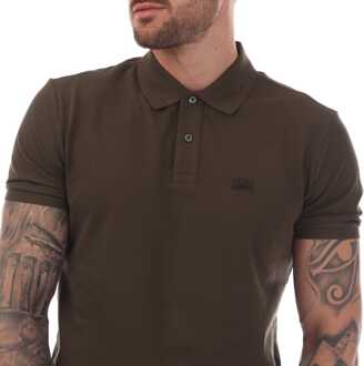 C.P. Company Herenpolo C.P. Company Stretch Piquet Logo in Groen - maat 2XL