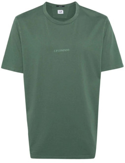 C.P. Company Jade Groen Logo Print T-Shirt C.p. Company , Green , Heren - 2Xl,3Xl