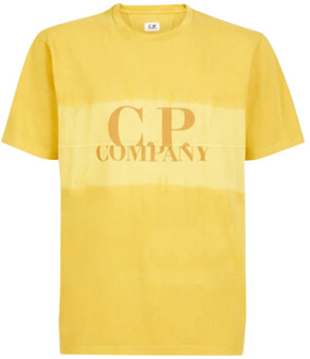 C.P. Company Jersey T-shirt met Tie-Dye-logo C.p. Company , Yellow , Heren - Xl,L,M,S