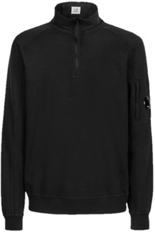 C.P. Company Licht Fleece Half Zip Sweatshirt C.p. Company , Black , Heren - 2Xl,Xl,L,M