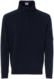 C.P. Company Licht Fleece Zip Sweatshirt C.p. Company , Blue , Heren - Xl,L,M