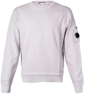 C.P. Company Lichtgewicht gewassen katoenen crewneck sweatshirt met logo mouwdetail C.p. Company , Gray , Heren - 2XL