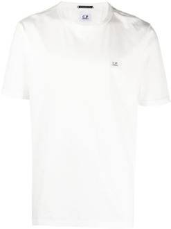 C.P. Company Logo Katoenen T-shirt met Ronde Hals C.p. Company , White , Heren - 2Xl,Xl,L,M,S