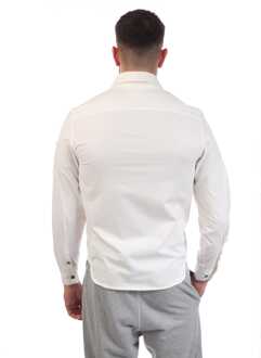 C.P. Company Men's C.P. Company Gabardine Long Sleeve Full Zip Lens Shirt in White - maat S Wit