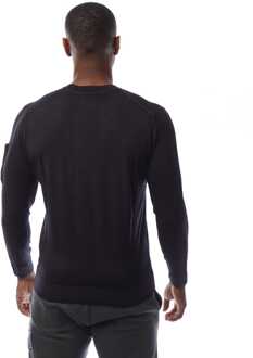 C.P. Company Men's C.P. Company Merino Wool Lens Crewneck Sweatshirt in Navy
