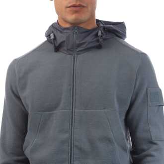 C.P. Company Men's C.P. Company Metropolis Extrafine Merino Wool Full Zip Hoodie in Grey Grijs
