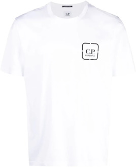 C.P. Company Metropolis Serie Wit Logo T-shirt C.p. Company , White , Heren - Xl,M