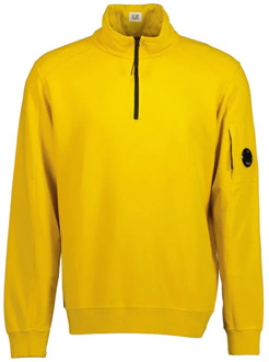 C.P. Company Mosterd Logo Sweatshirt Geribbelde Details C.p. Company , Yellow , Heren