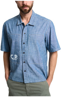 C.P. Company Short Sleeve Shirts C.p. Company , Blue , Heren - Xl,L,M