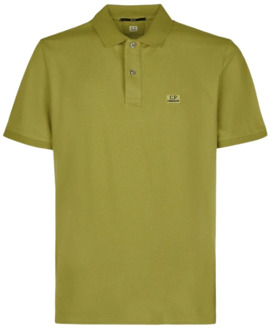 C.P. Company Slim Fit Logo Polo in Groen Mos C.p. Company , Green , Heren - L,M
