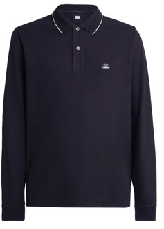 C.P. Company Slim Fit Polo Shirt met Lange Mouwen C.p. Company , Blue , Heren - Xl,L,M,S