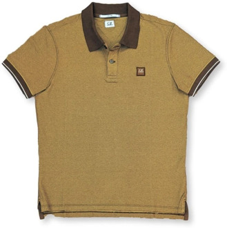 C.P. Company Stijlvolle Polo Shirt met Uniek Vigoré Effect C.p. Company , Brown , Heren