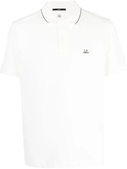 C.P. Company Stretch Piquet Slim Polo Shirt C.p. Company , White , Heren - 2Xl,M,S