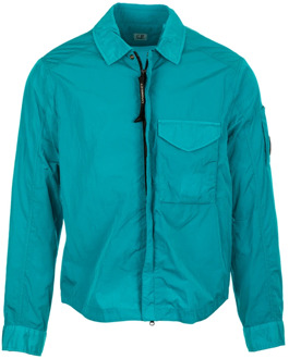 C.P. Company Turquoise Overshirt - Stijlvol en Comfortabel Lichtgewicht Jack C.p. Company , Blue , Heren - Xl,L,S