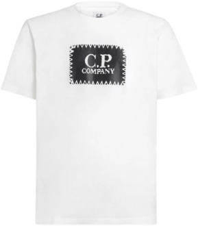 C.P. Company Wit Katoenen Jersey Label T-shirt C.p. Company , White , Heren - 2Xl,Xl,M