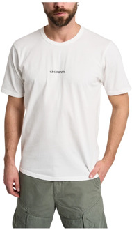 C.P. Company Wit Katoenen T-shirt met korte mouwen C.p. Company , White , Heren - 2Xl,Xl,L,M