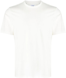 C.P. Company Witte Katoenen Crew Neck T-shirt C.p. Company , White , Heren - Xl,L,M
