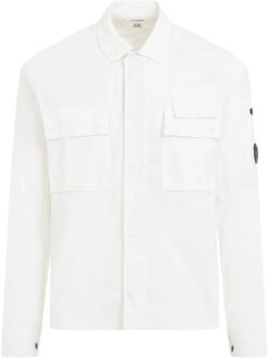 C.P. Company Witte Katoenen Overhemd Klassieke Stijl C.p. Company , White , Heren - Xl,L,M
