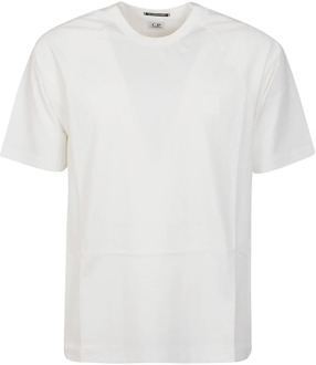 C.P. Company Witte Mercerized Jersey Logo T-Shirt C.p. Company , White , Heren - Xl,L,M