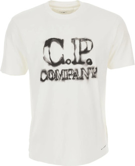 C.P. Company Witte T-shirts en Polos voor Heren C.p. Company , White , Heren - Xl,L,S